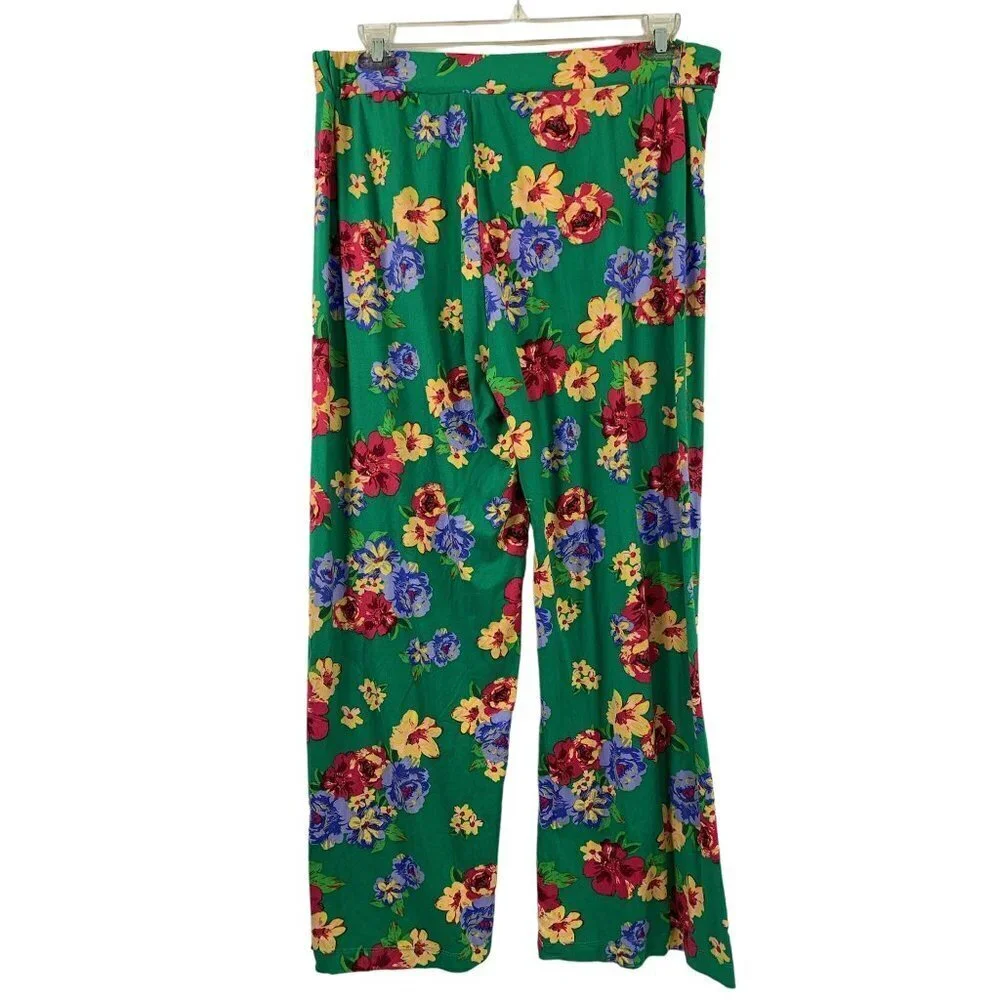 Rouge Collection Women's Floral Green Lounge Pants